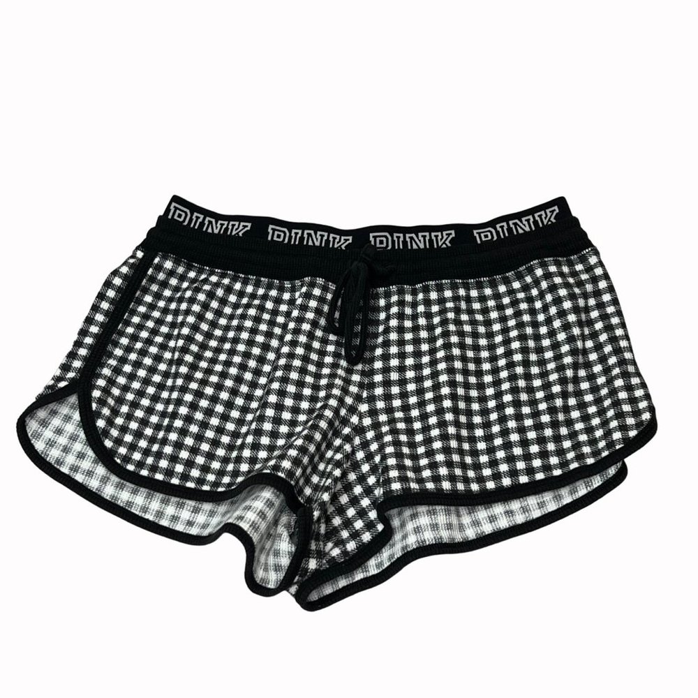 Victoria's Secret PINK Women's Sleep Short Small Black White Buffalo Plaid Check - Picture 2 of 9